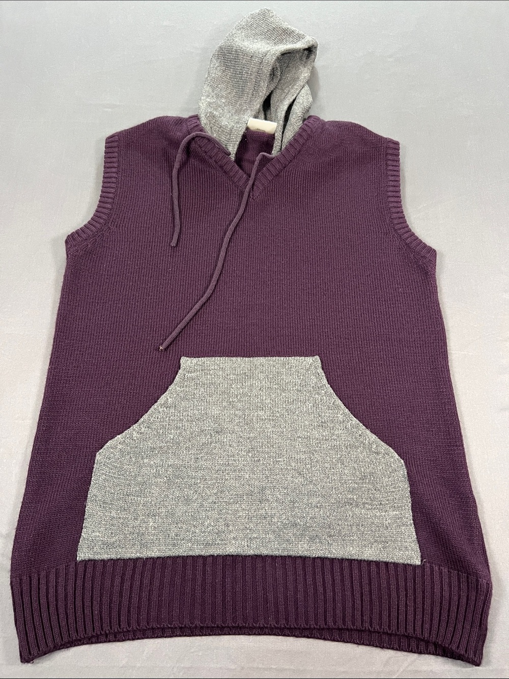 adidas Purple Sleeveless Hoodie Vest with Gray Pocket